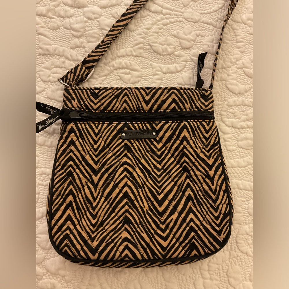 Vera Bradley Black & Tan Zebra Print Quilted Crossbody